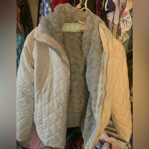 Columbia hoodie ivory puffer jacket size large
